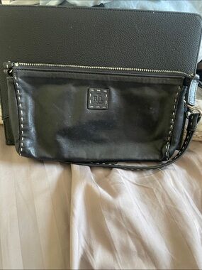 Vintage Ralph Lauren Black Leather Purse with Contrast Stitching
